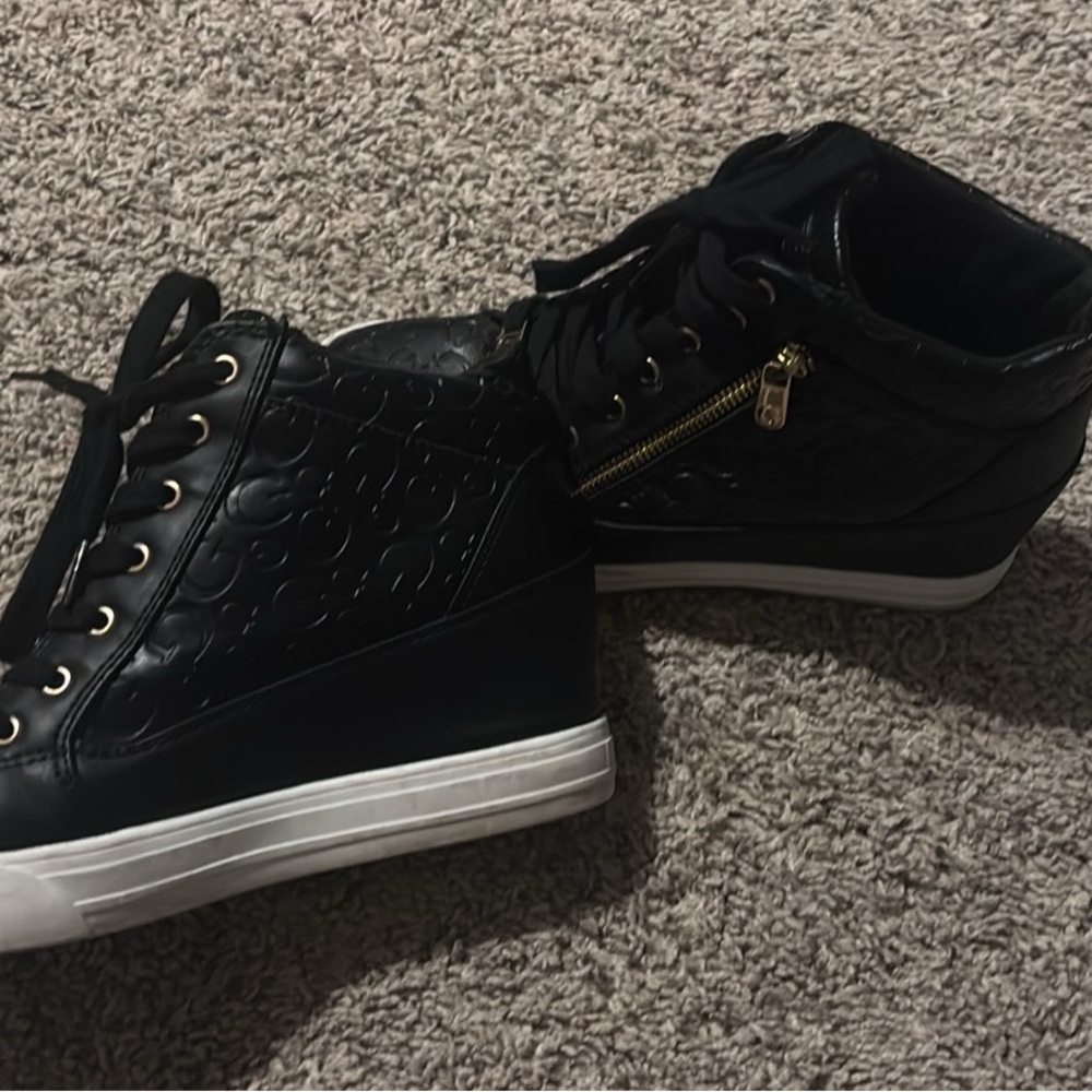 Guess Black and White High-Top Sneakers with Sparkly Finish - Picture 3 of 3